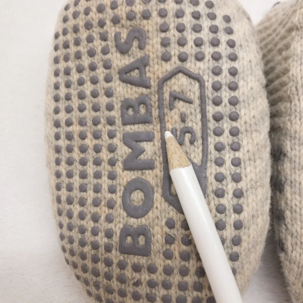 Bombas Gripper‎ Slipper Socks Toddler Size 5-7 Gray Cream Knit Sherpa Lined Kids